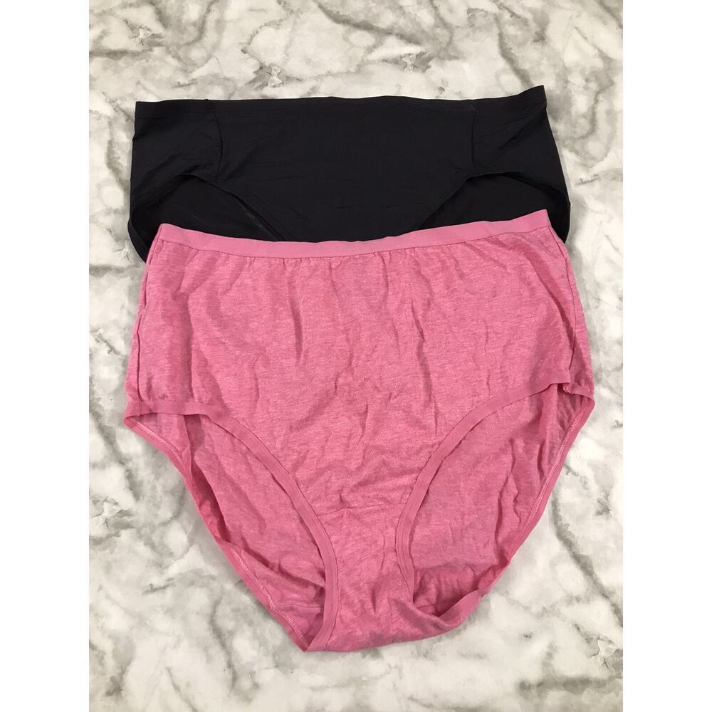 2X FRUIT OF THE LOOM & HANES SZ 9 ULTRA cotton SOFT WOMENS HI-CUT BLACK & PINK